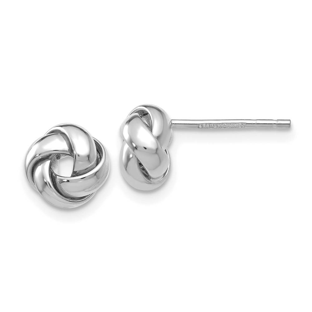 8mm Polished Love Knot Earrings in 14k White Gold