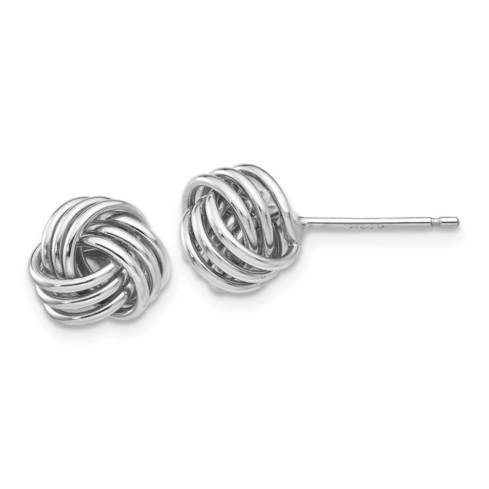 8mm Ridged Love Knot Earrings in 14k White Gold