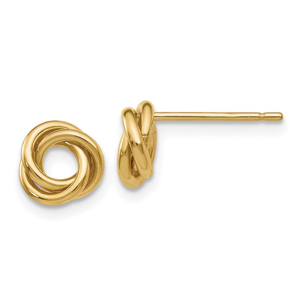 8mm Love Knot Post Earrings 14k Yellow Gold