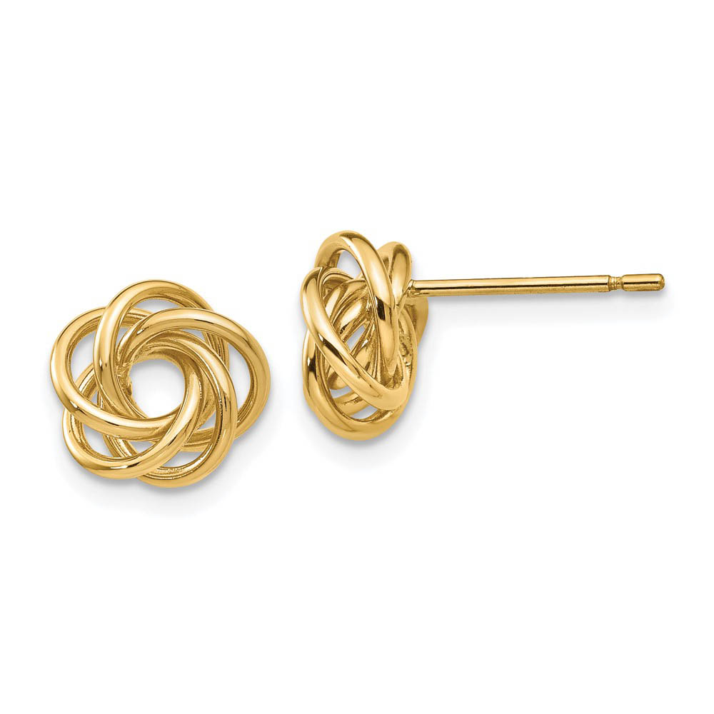 12mm Love Knot Post Earrings in 14k Yellow Gold
