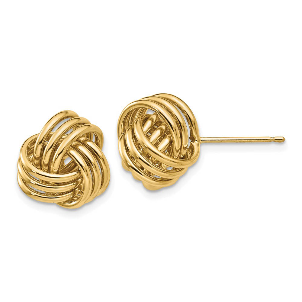 12mm Polished 3D Love Knot Earrings in 14k Yellow Gold