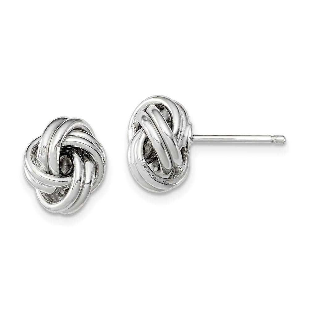 9mm Grooved Love Knot Earrings in Sterling Silver