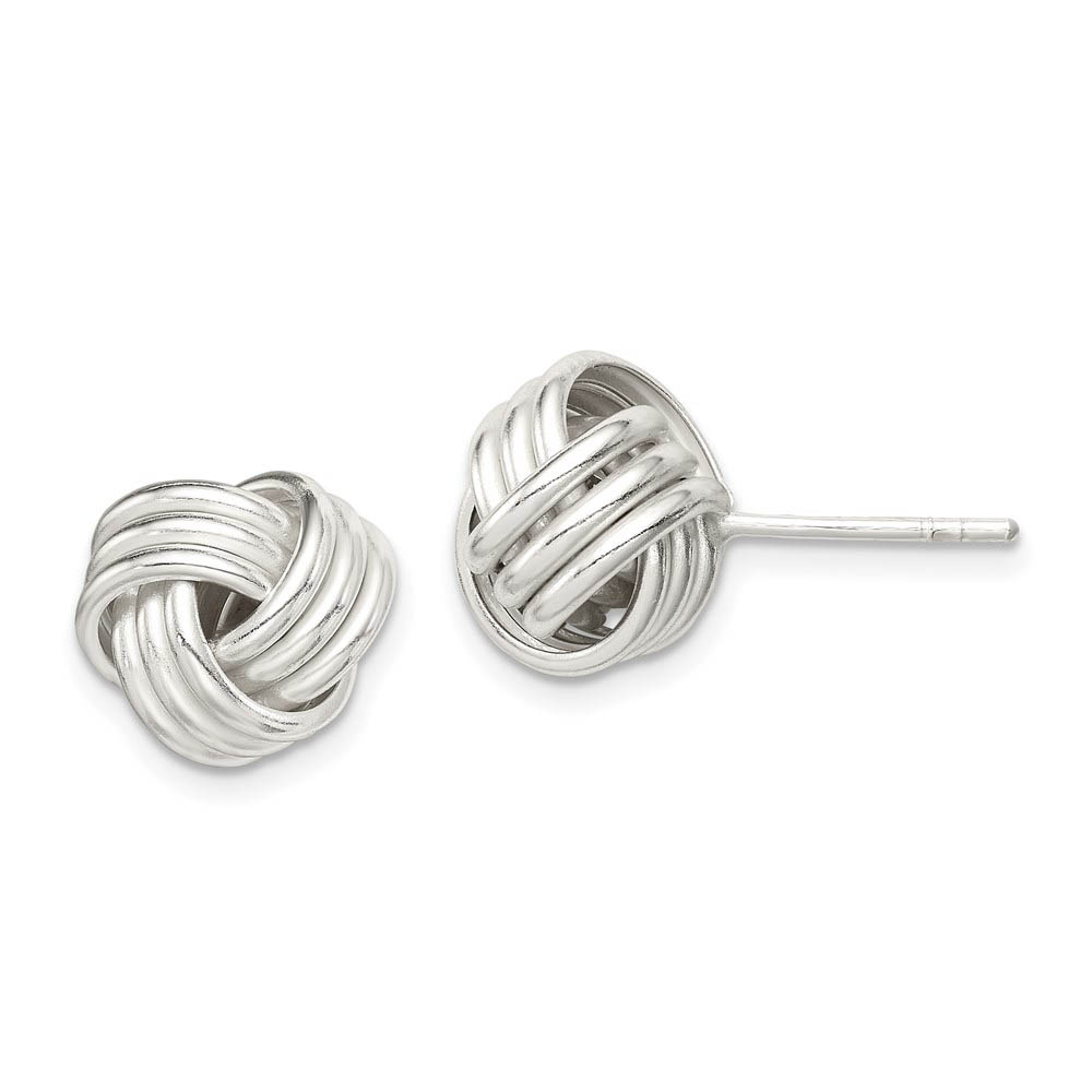 12mm Ridged Love Knot Earrings in Sterling Silver