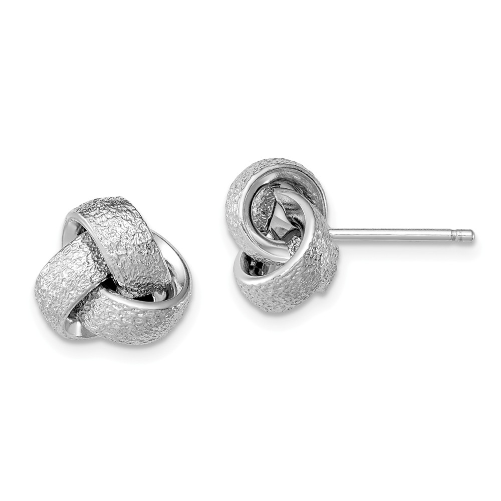 10mm Polished and Satin Love Knot Earrings in Sterling Silver