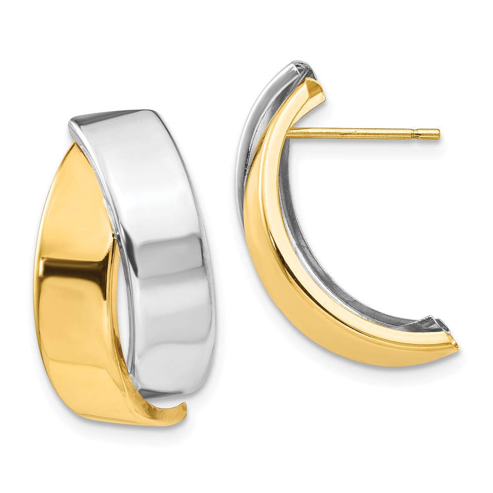 Two Tone Crossover Post Earrings in 14k Gold