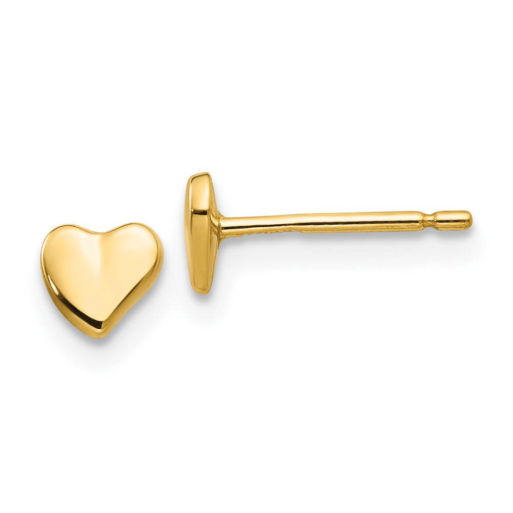4mm Solid Heart Post Earrings in 14k Yellow Gold