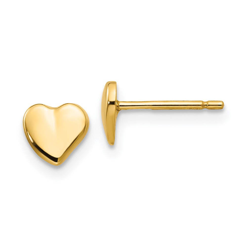 6mm Solid Heart Post Earrings in 14k Yellow Gold