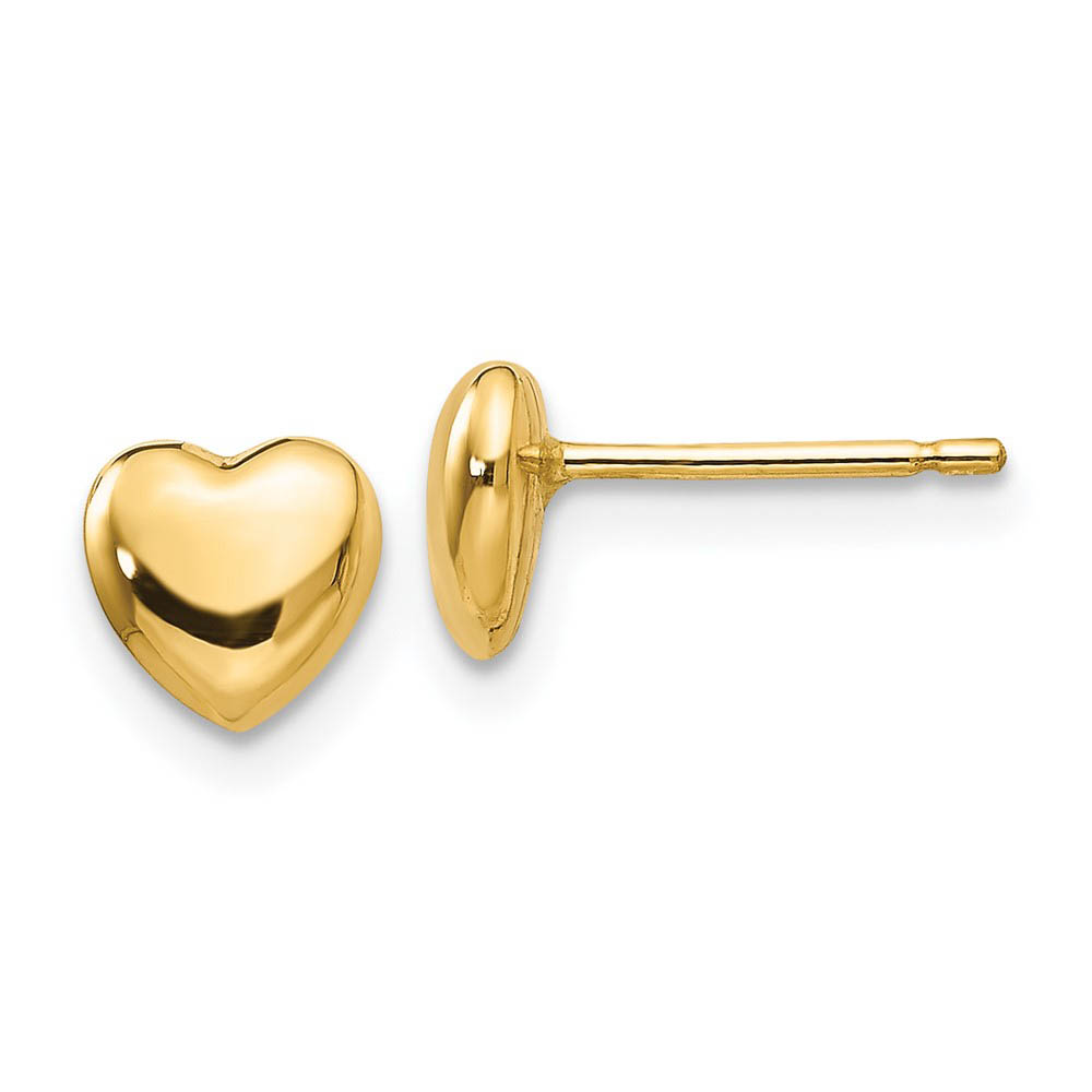 6mm Puffed Heart Post Earrings in 14k Yellow Gold