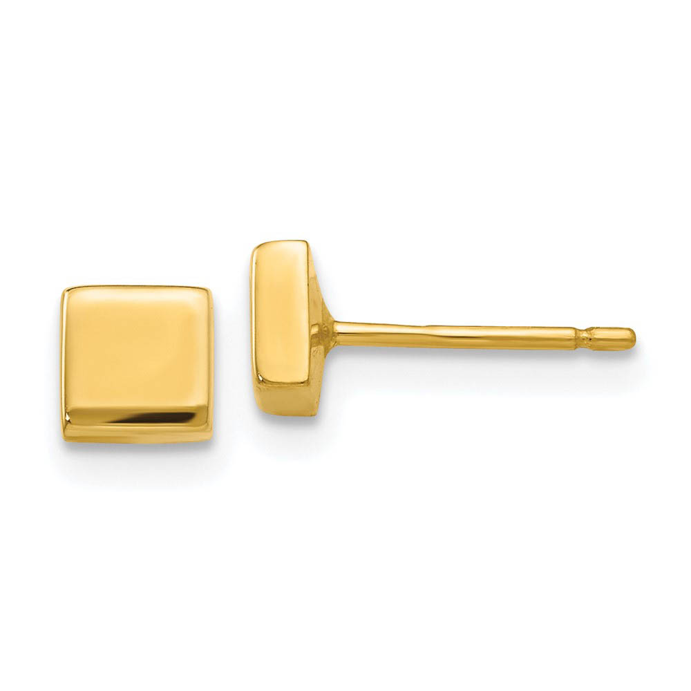 4mm Polished Square Post Earrings in 14k Yellow Gold