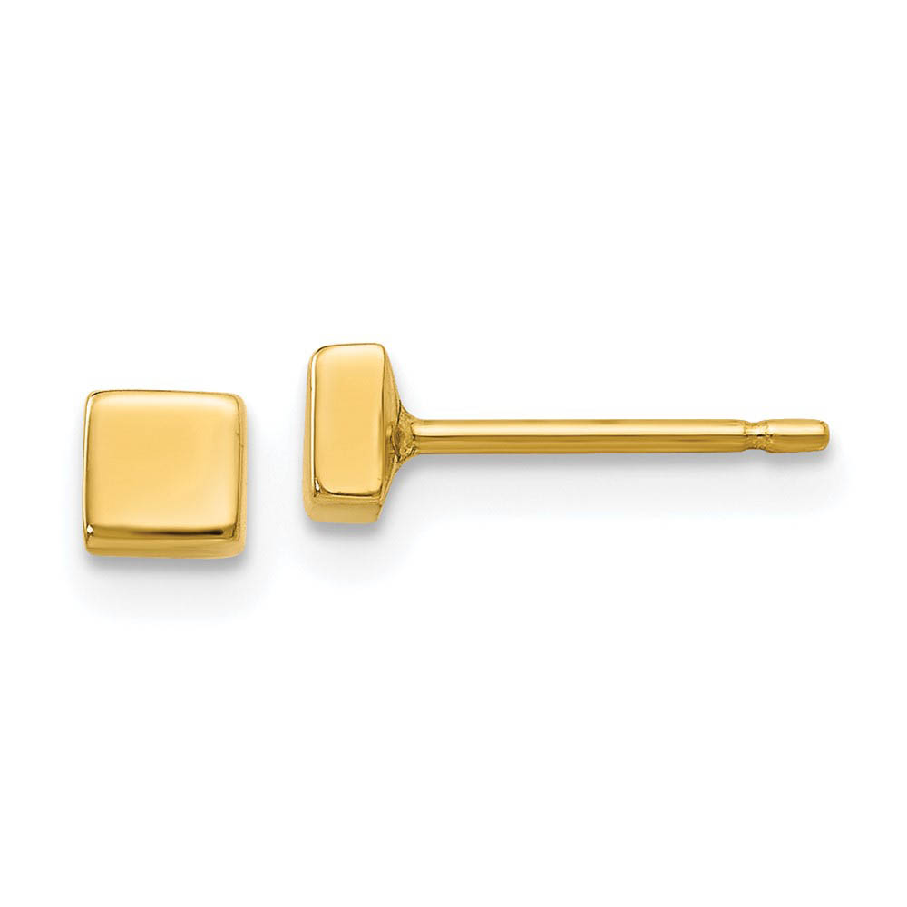3mm Polished Square Post Earrings in 14k Yellow Gold