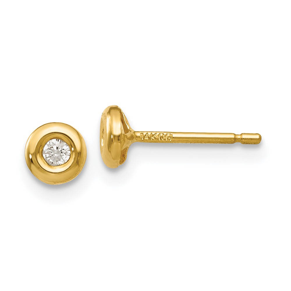 4mm Cubic Zirconia Post Earrings in 14k Yellow Gold