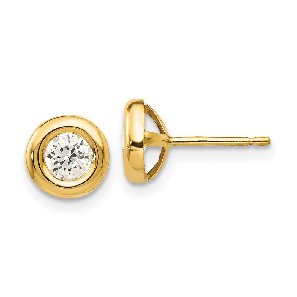 6mm Cubic Zirconia Post Earrings in 14k Yellow Gold