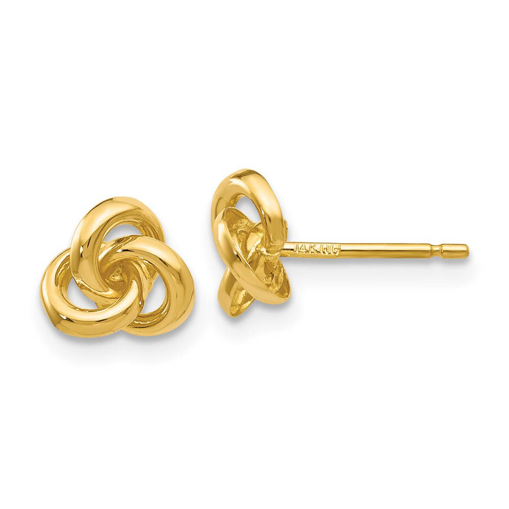 7mm Love Knot Post Earrings in 14k Yellow Gold