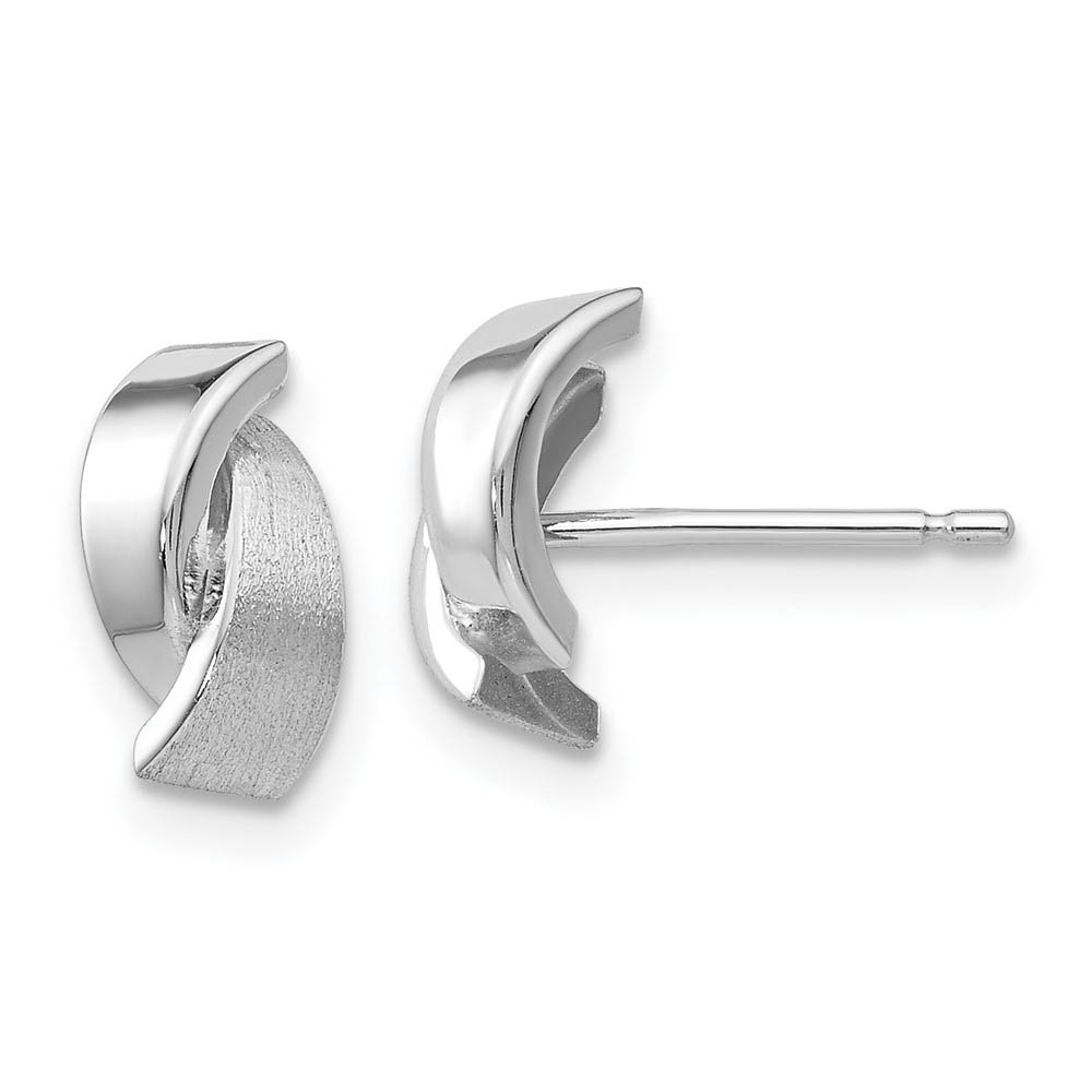 Polished and Satin Crossover Post Earrings in 14k White Gold
