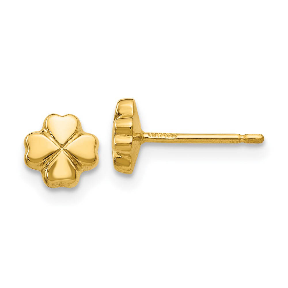 5mm Four Leaf Clover Post Earring in 14k Yellow Gold