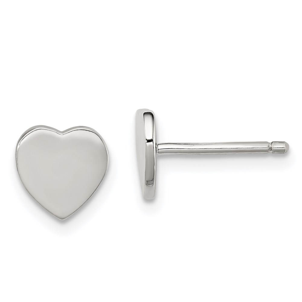 Kids 7mm Polished Heart Post Earrings in Sterling Silver