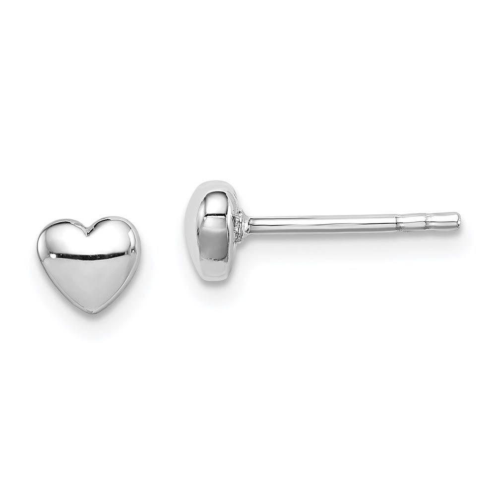 5mm Polished 3D Heart Post Earrings in Sterling Silver