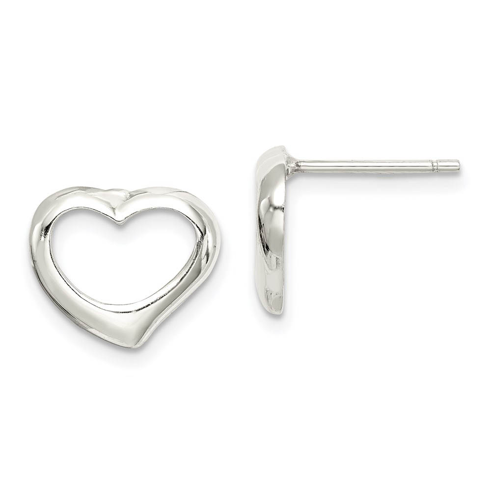 12mm Open Heart Post Earrings in Sterling Silver