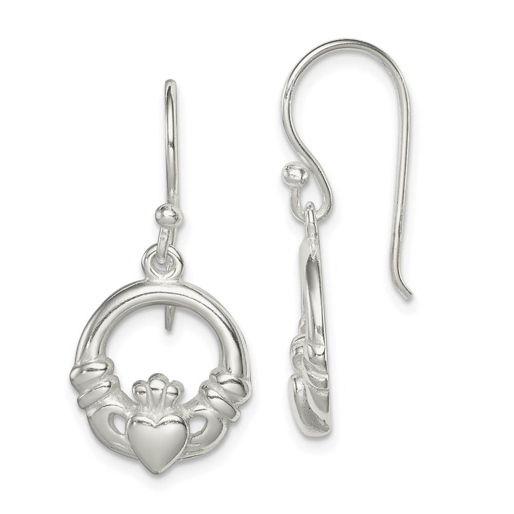 12mm Claddagh Dangle Earrings in Sterling Silver