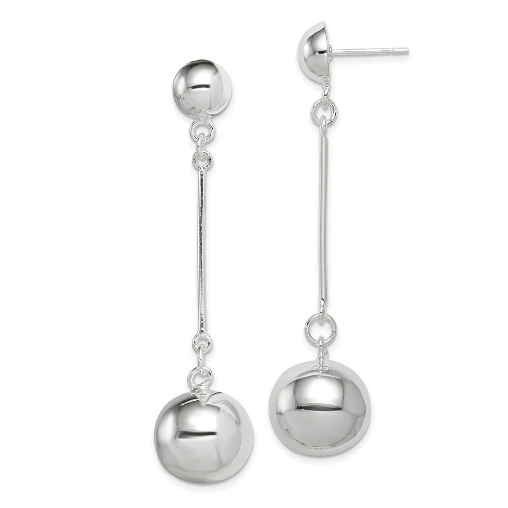 14mm Polished Ball Dangle Earrings in Sterling Silver