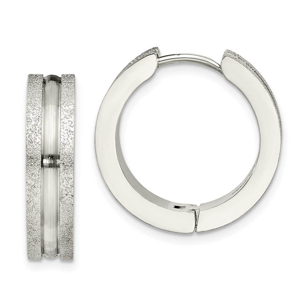 8mm Laser Cut and Polished Stainless Steel Hinged Hoops - 22mm