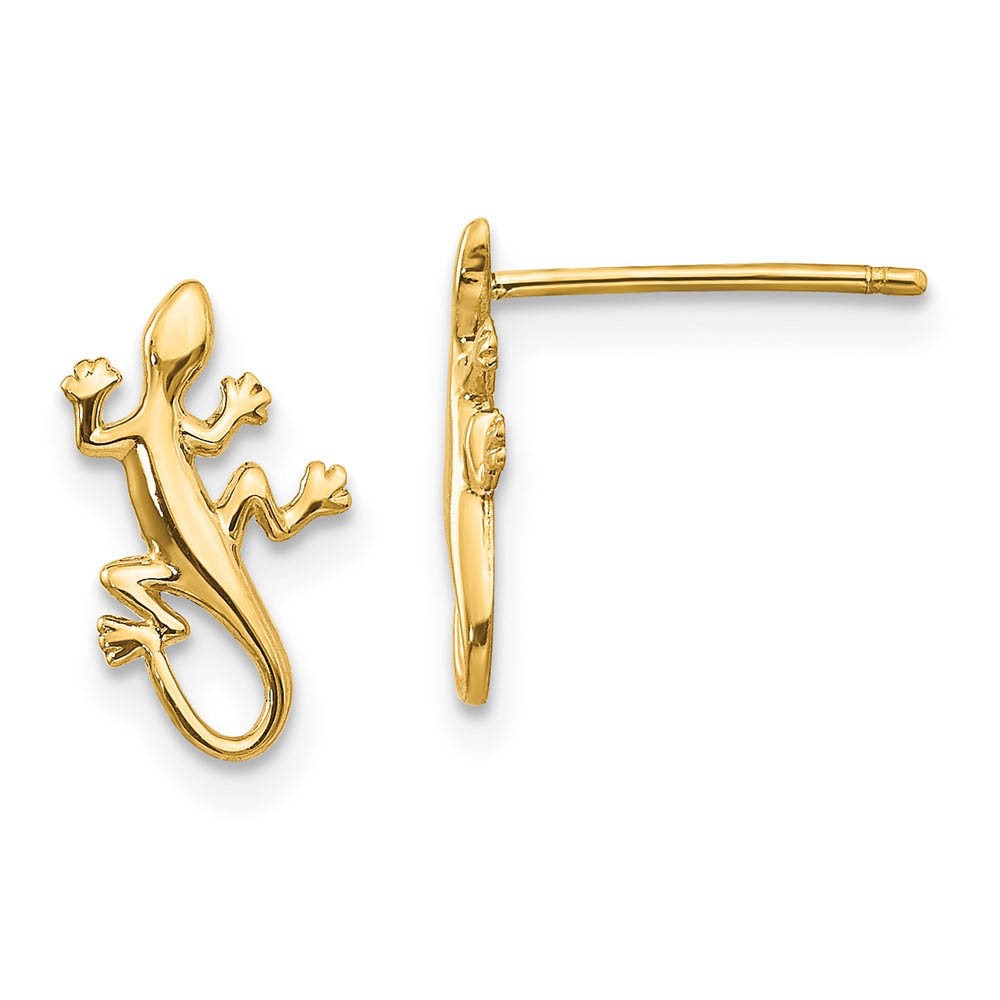 Mini Gecko Post Earrings in 14k Yellow Gold