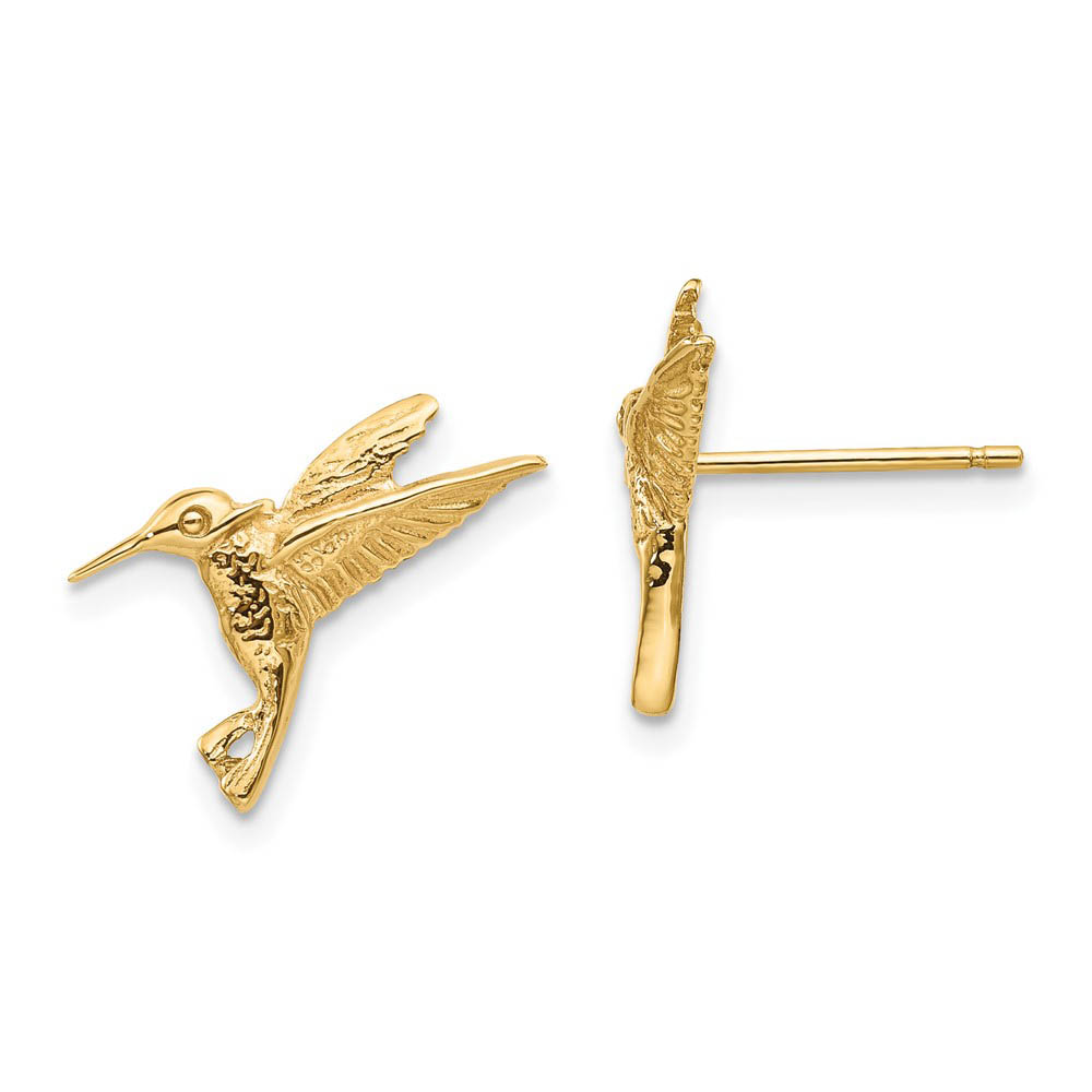 Hummingbird Post Earrings in 14k Yellow Gold