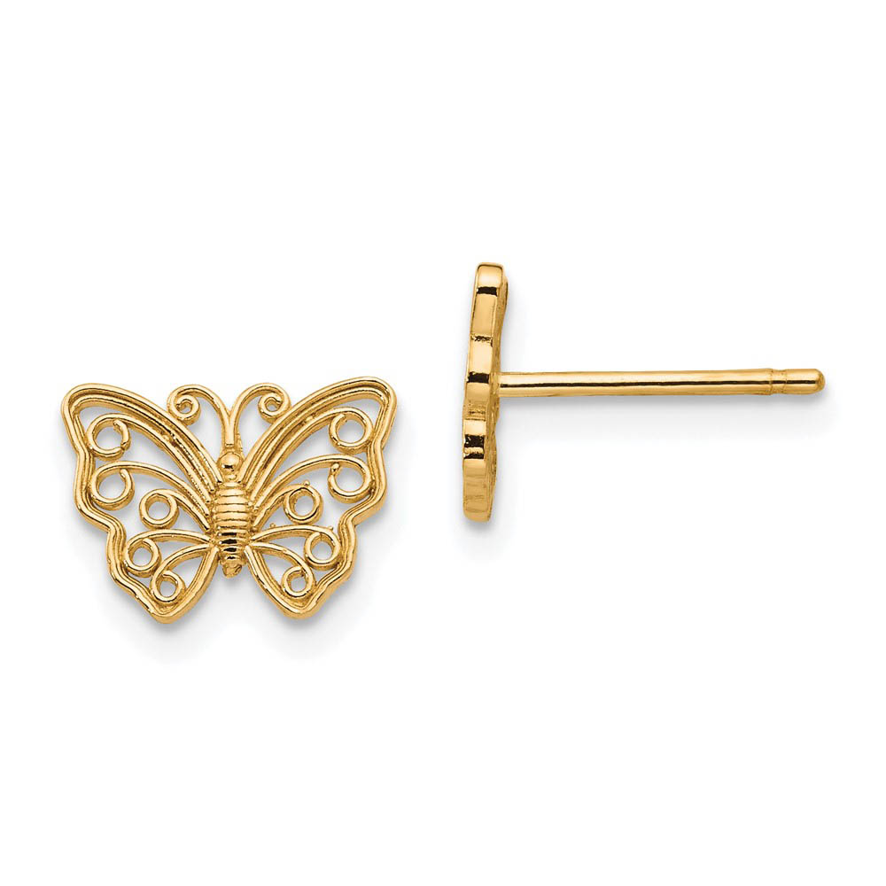 10mm Cutout Butterfly Post Earrings in 14k Yellow Gold