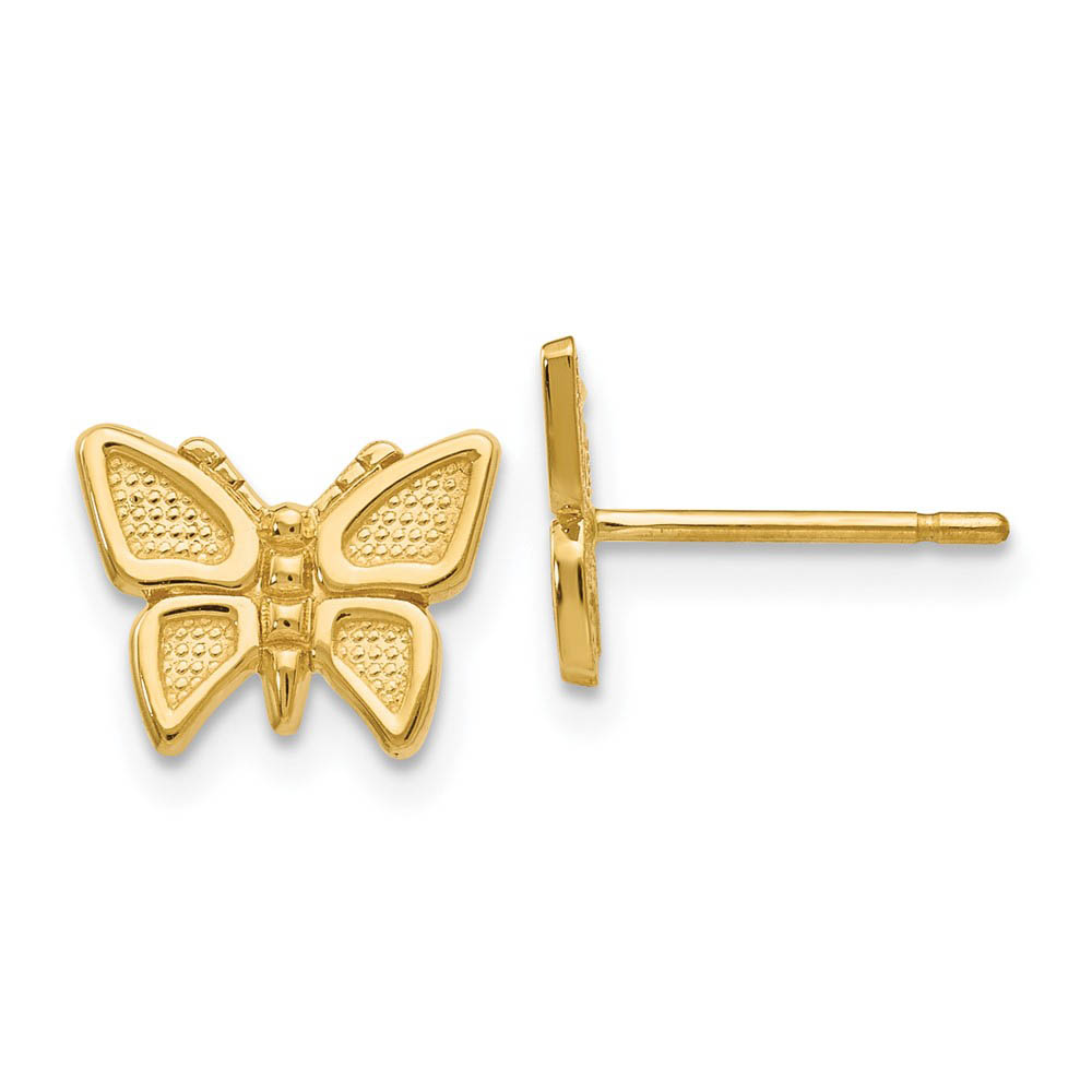 10mm Textured Butterfly Post Earrings in 14k Yellow Gold