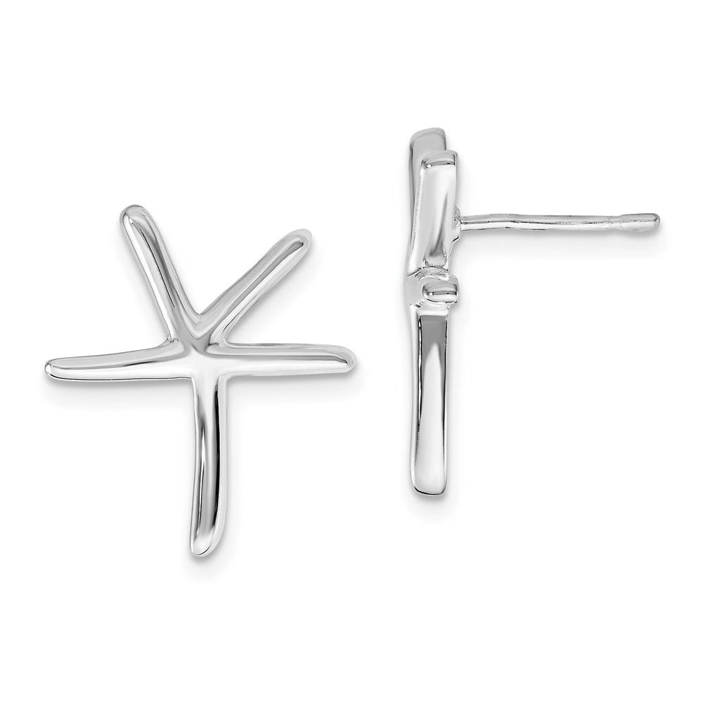 Polished Pencil Starfish Post Earrings in Sterling Silver