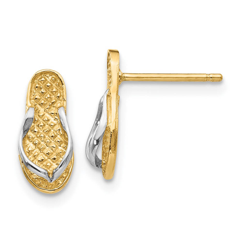 3D Two Tone Flip Flop Post Earrings in 14k Gold