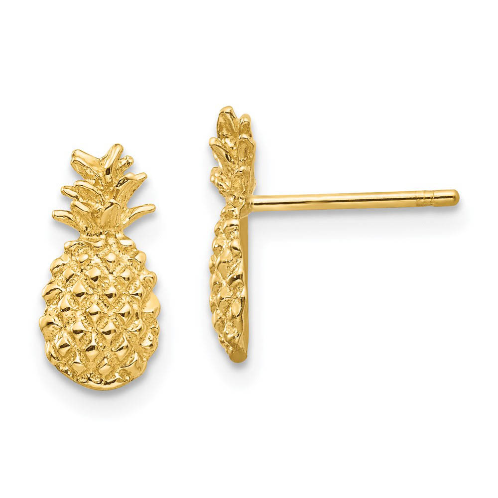 Textured Pineapple Post Earrings in 14k Yellow Gold