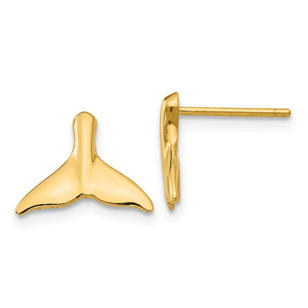 Polished Whale Tail Post Earrings in 14k Yellow Gold