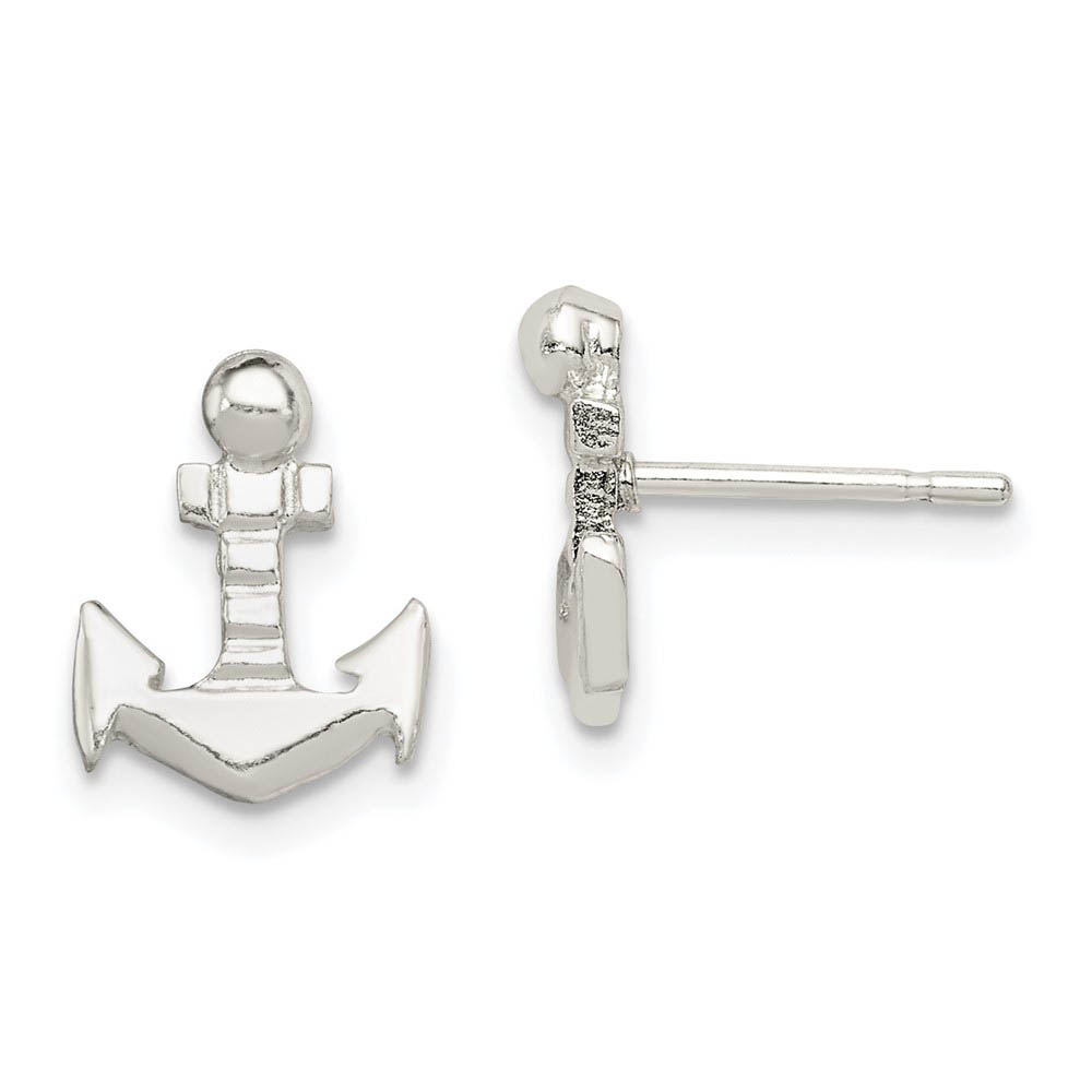 Petite Anchor Post Earrings in Sterling Silver