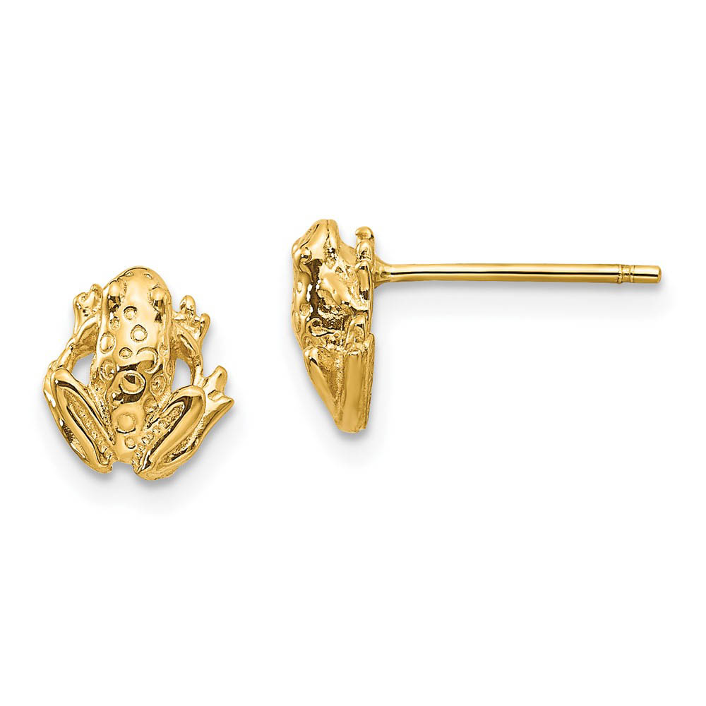 8mm Frog Post Earrings in 14k Yellow Gold