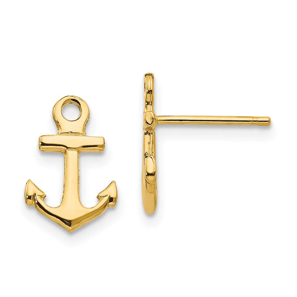 Petite Anchor Post Earrings in 14k Yellow Gold