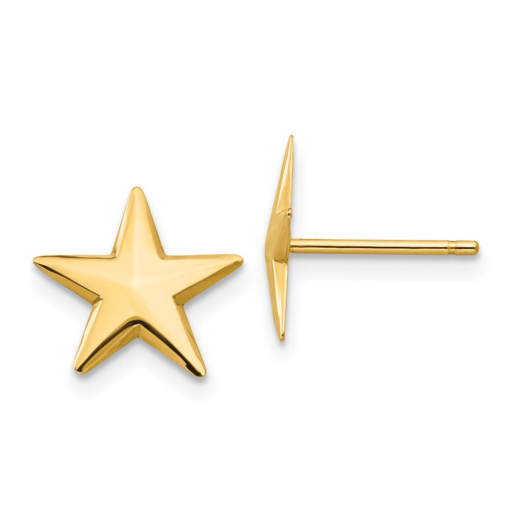 11mm Nautical Star Post Earrings in 14k Yellow Gold