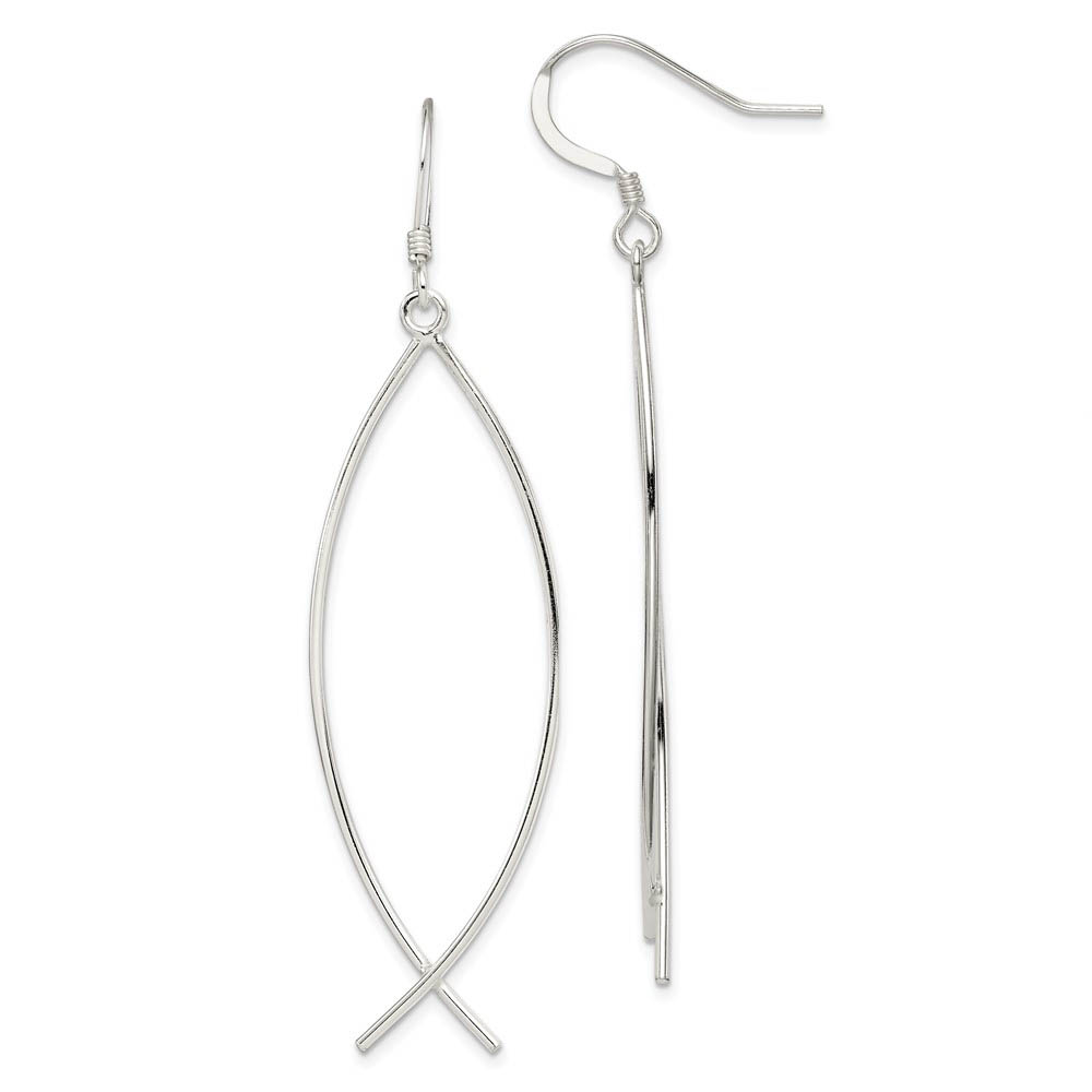 Ichthus (Fish) Dangle Earrings in Sterling Silver