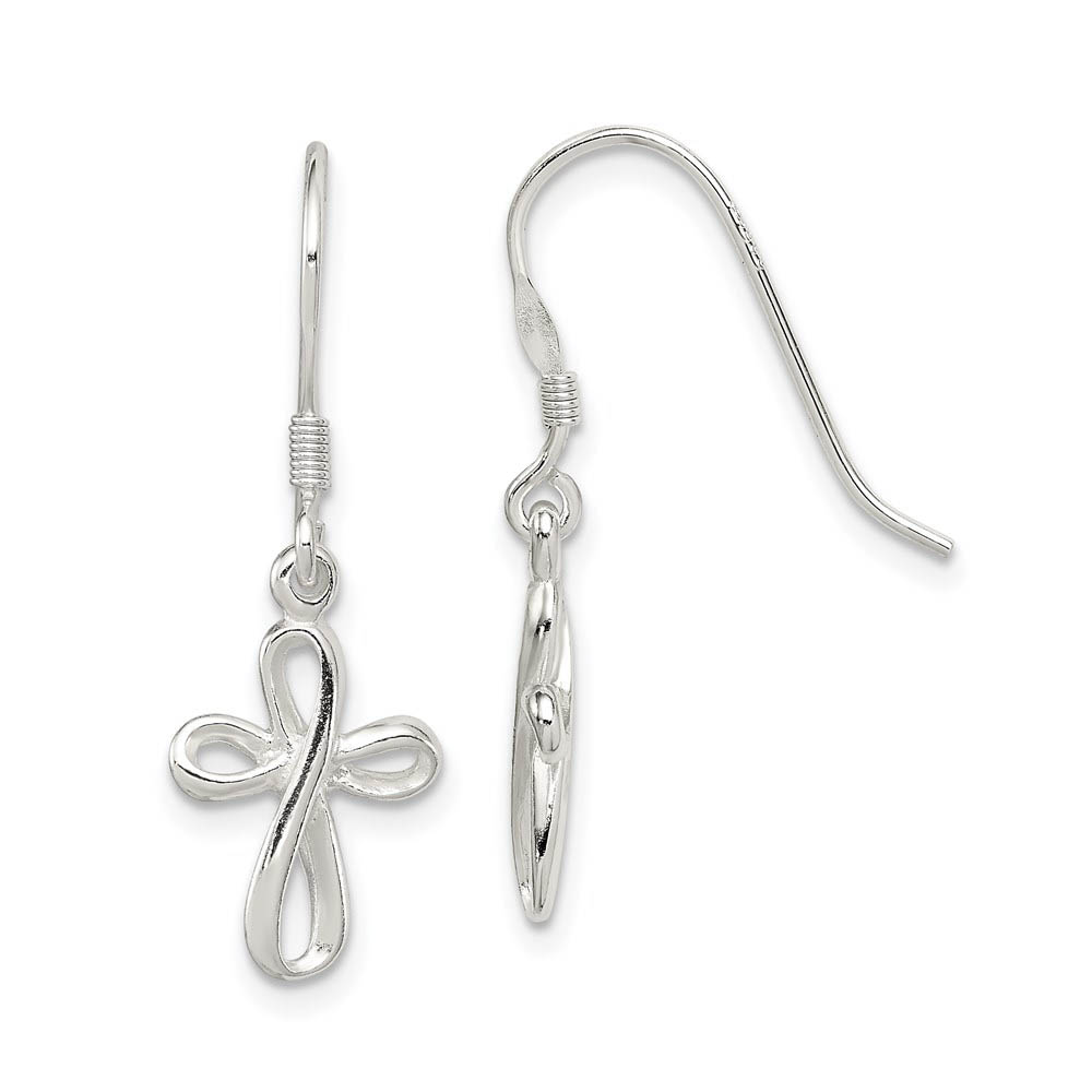 Everlasting Cross Dangle Earrings in Sterling Silver