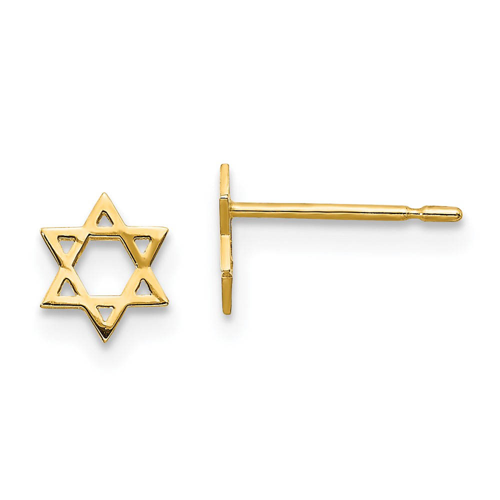 Kids 5mm Child&#039;s Star of David Post Earrings in 14k Yellow Gold