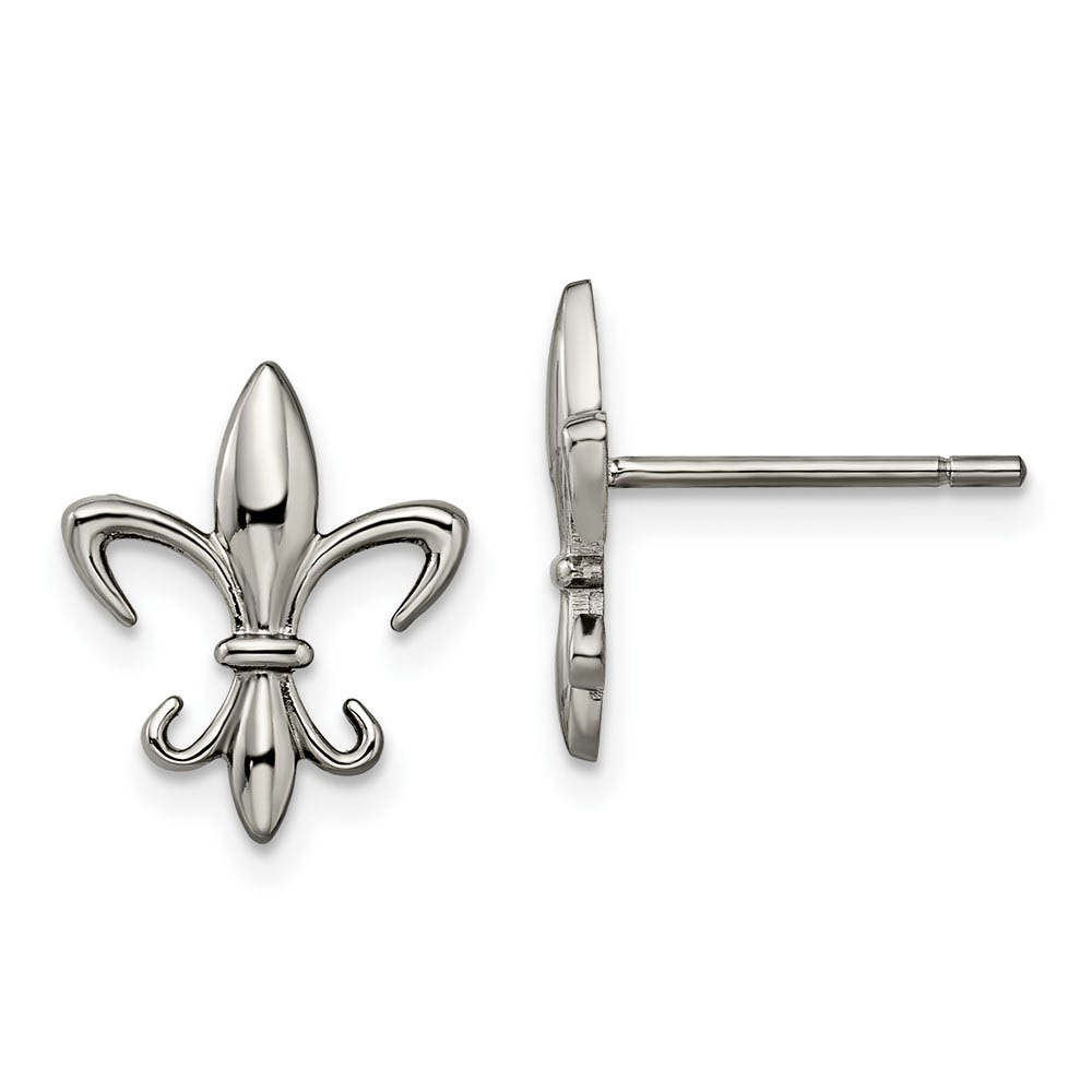 Titanium Small Fleur De Lis Post Earrings