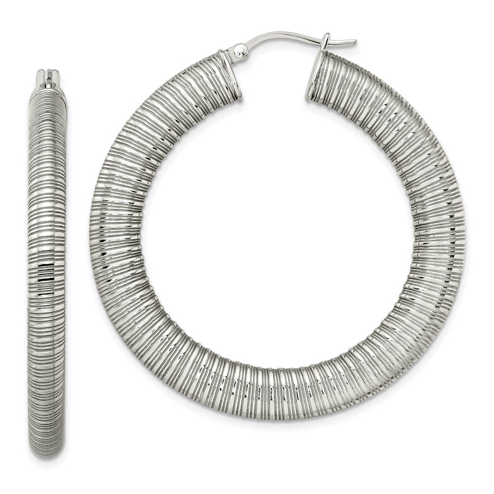 5mm Textured Round Hoop Earring Stainless Steel - 47mm (1 13/16 in)