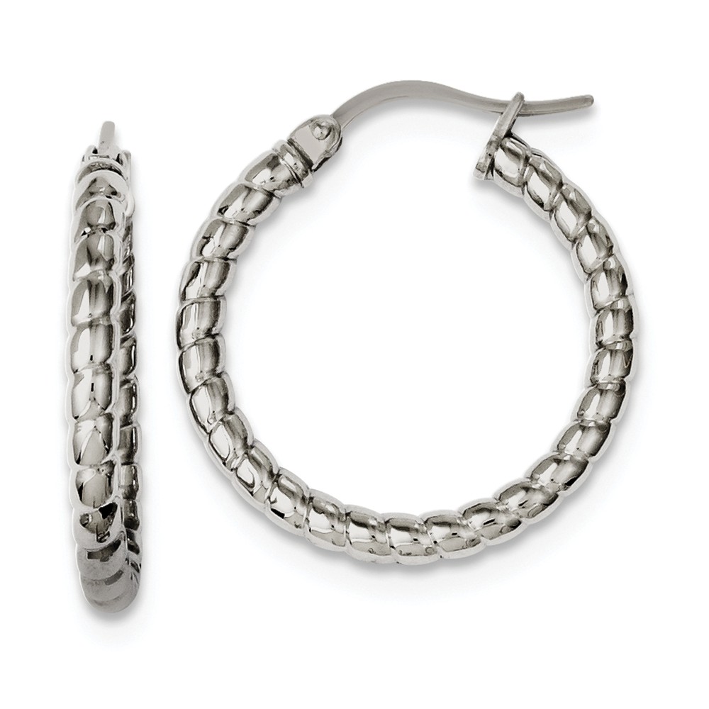 2.5mm Rope Round Hoop Earrings Stainless Steel - 25mm (1 in)