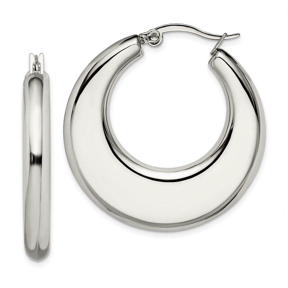 Stainless Steel Hollow Round Hoop Earrings, 5 x 35mm (1 3/8 in)