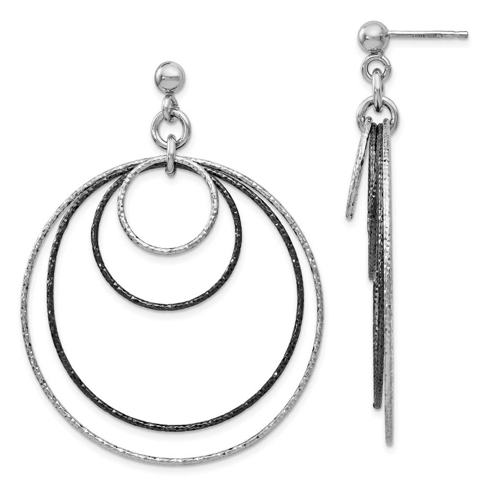 Two-Tone Diamond-cut Multi Circle Dangle Earrings in Sterling Silver