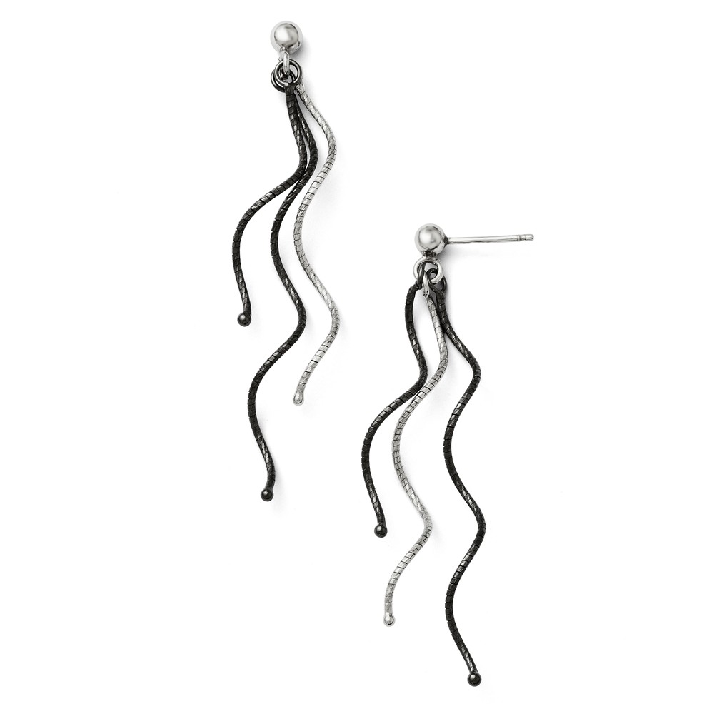 Two-Tone Twisted Three-Strand Dangle Earrings in Sterling Silver