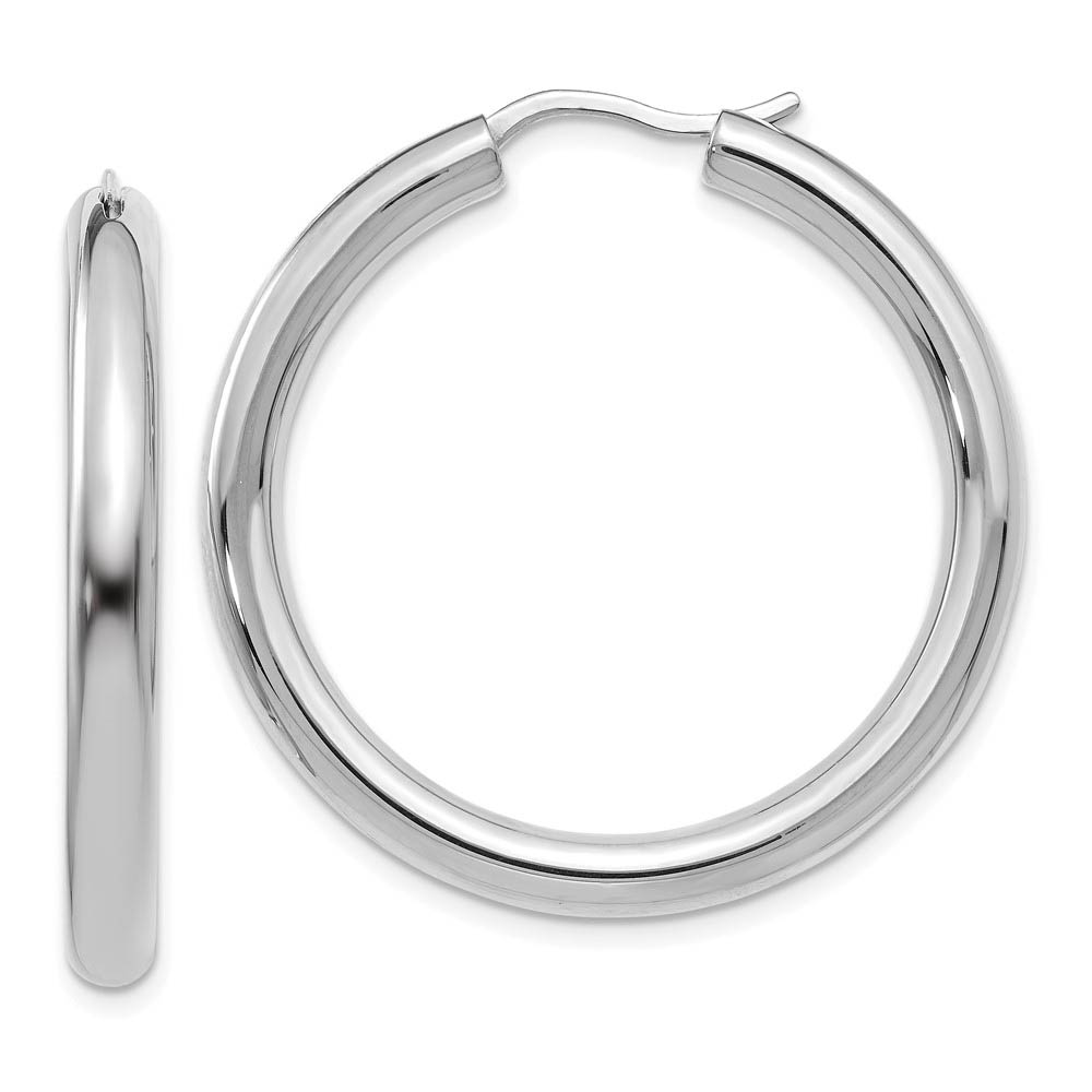 3.5mm Round Tube Hoop Earrings Sterling Silver, 33mm (1 1/4 in)