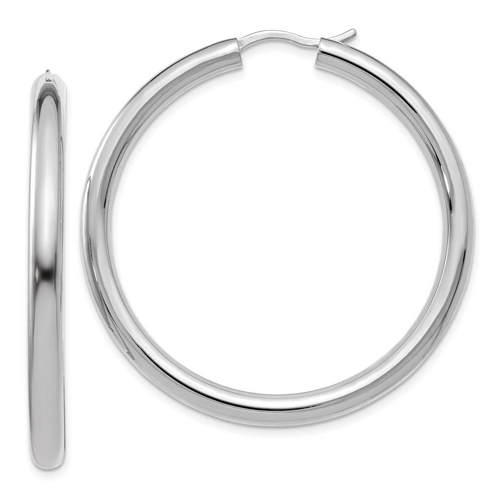 3.5mm Round Tube Hoop Earrings Sterling Silver, 42 (1 5/8 in)