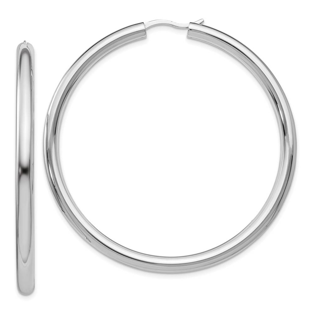 3.5mm Round Tube Hoop Earrings Sterling Silver, 51mm (2 in)