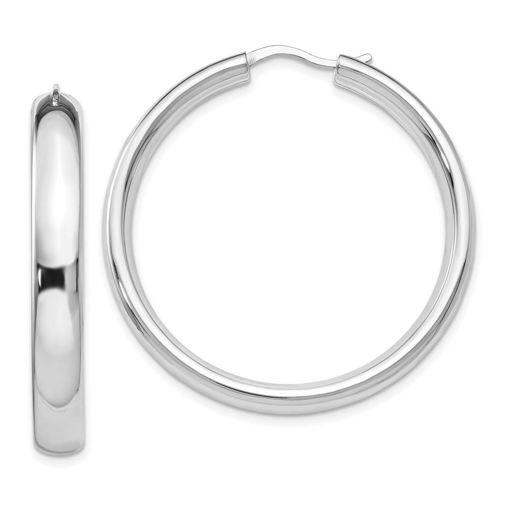 5mm Polished Half Round Tube Hoop Earrings in Sterling Silver, 36mm